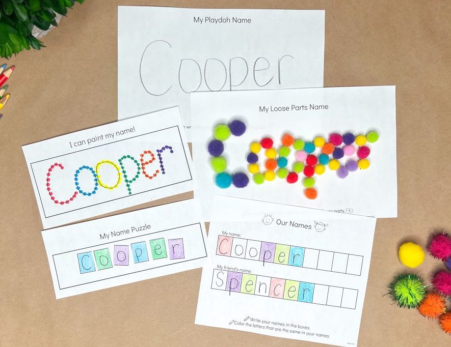 name activities for kindergarten and TK using fine motor skills